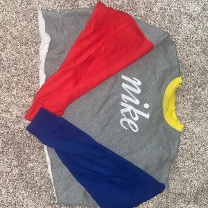 Colorblock cropped bike crewneck